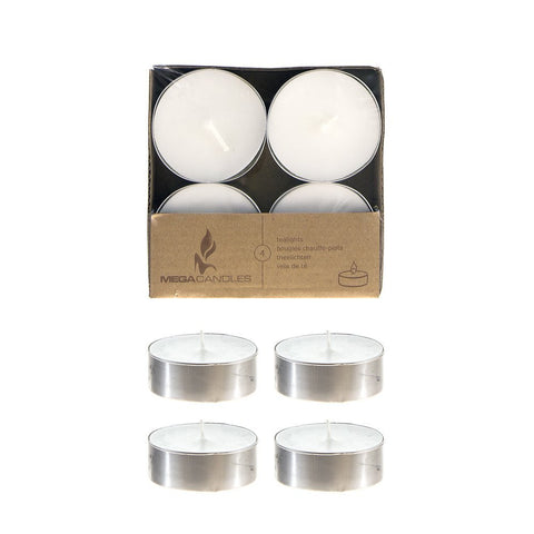 Mega Candles - Unscented Mega Tea Light Candles - White, Set of 12