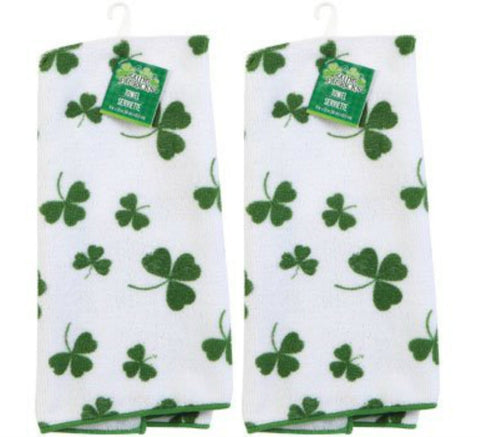 Set of 2 Kelly Green St. Patrick’s Day Shamrock Microfiber Kitchen/Bar Towels