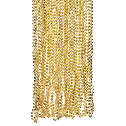 Fun Express Light Gold Plastic Metallic Bead Necklaces (4 Dozen)