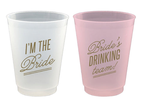 Reusable Frost Flex Cups I'm The Bride & Bride's Drinking Team - 8 Piece Set, 16oz