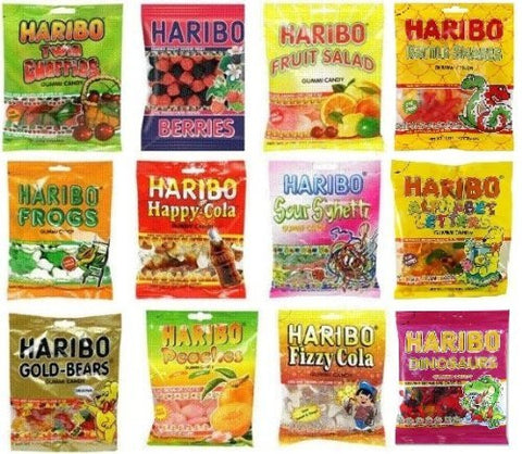 Haribo Gummy Gummies Candy Assorted Variety (Pack of 12)
