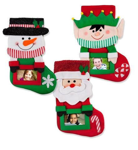 Personalized Christmas Stockings - Set of 3 3D Classic Christmas Stockings with Picture Frame