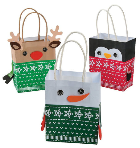 Christmas Sweater Character Mini Gift Bag Craft Kit - 1 Dozen