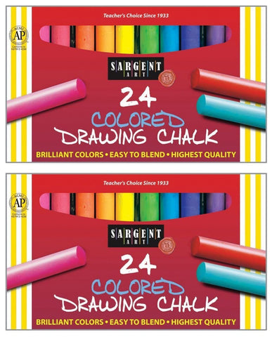 Sargent Art 22-4134 Round Colored Drawing Chalk, 24 Count - 2 Pack