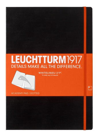 Leuchtturm1917 Whitelines Link Academy Writing Pad A4 - Dotted Pages - Black