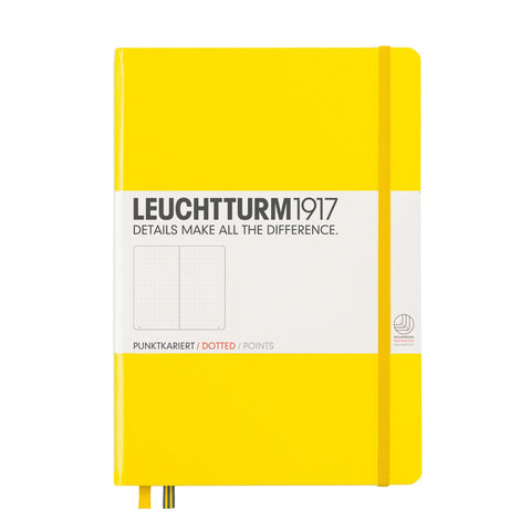 Leuchtturm1917 Medium Size Hardcover Dotted Notebook, Dotted Pages, Lemon / Yellow Color Cover