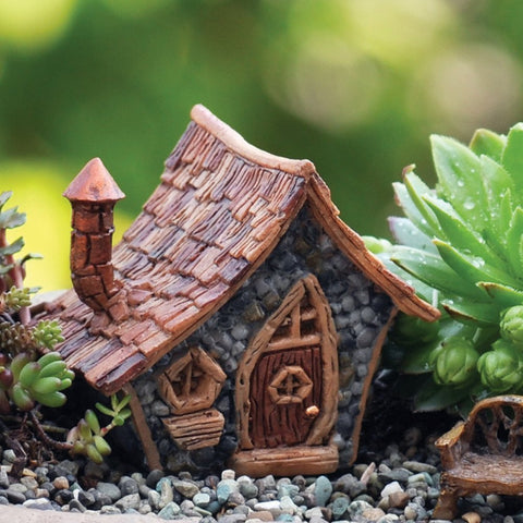 Micro Shingletown Pitched Roof Fairy House - 2" Tall