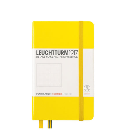 Leuchtturm1917 Pocket, Daily or Travel Size Hardcover Dotted Notebook, Yellom / Lemon Color