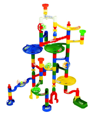 Edushape Marbulous Marble Run - 82 Pieces + 50 Marbles (Total 132 Pc Set) Sturdy Setups with Clear Step-by-step Illustrated Instructions in Four Different Skills Levels