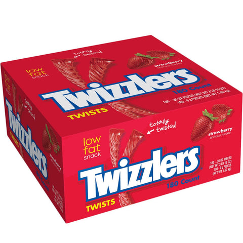 Nosh Pack Twizzlers Strawberry Individually Wrapped Twists Licorice - Great Fruit Snack Party Candy - 180 Count