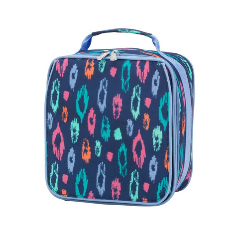 Insulated Water Resistant Lunch Bag - Laney Blue Confetti Leopard