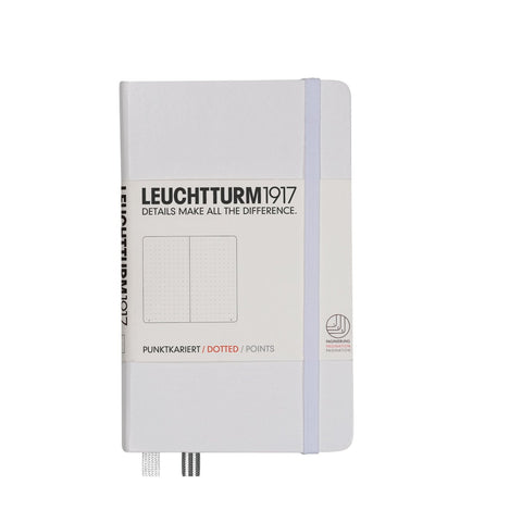 Leuchtturm1917 Pocket Size Hardcover Notebook Dotted - Small Size, 3.5 x 6-Inches - White