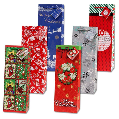 Gift Boutiqe Christmas Wine Gift Bags - Set of 12
