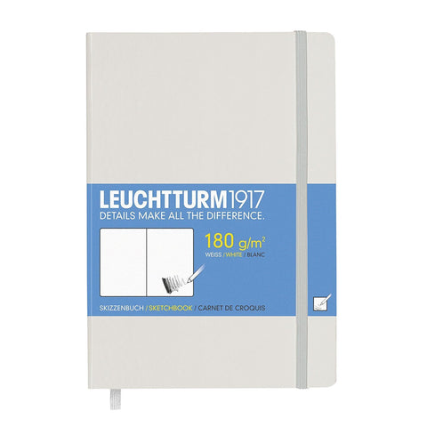 Leuchtturm1917 Medium Size Hardcover A5 Sketchebook - Plain Pages- White Cover