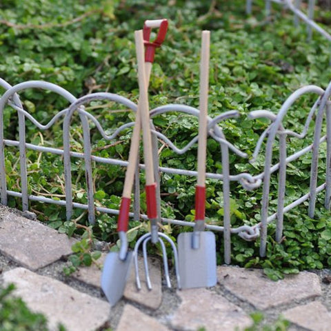 Miniature Fairy Garden Wood & Metal Garden Tool Set