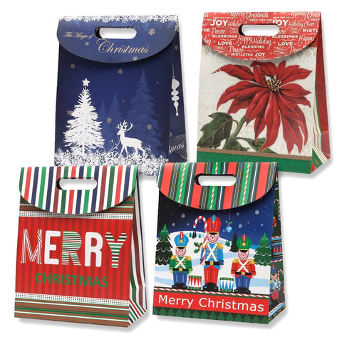 Medium Foldover Christmas Gift Bags 12 Pack
