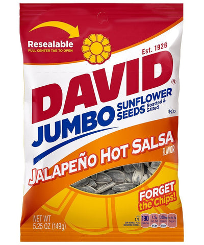 David Seeds Jumbo Sunflower Jalapeno Hot Salsa Flavor, 5.25-Ounce Bag (Pack of 12)