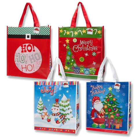 Jumbo Christmas Tote Bags - 12 Pack
