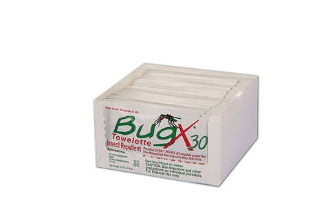 Bug X Insect Repellent Towelette, Comes in Foil Pack, 25 per Box