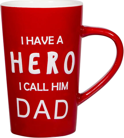 18 oz Dad Coffee Mug with: "I Have a HERO I Call Him DAD"; Gifts for Dad; Birthday Gifts for Dad; Dad Mug; Fathers Day Gifts!