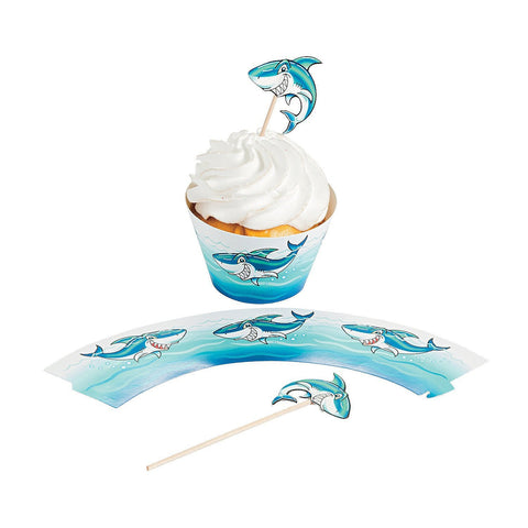 Fun Express Shark Cupcake Wrappers with Picks - 50 Pieces