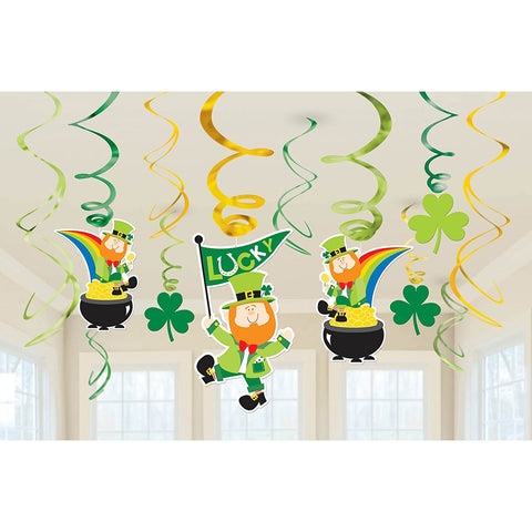 Amscan Lucky Irish Green St. Patrick's Day Foil Swirl Party Decoration