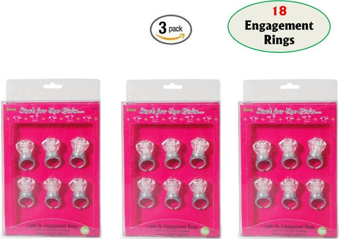 3 pack Darice VL2769, Just for the Girls LED -Light Emitting Diode, Engagement Ring 1.75, 6 Piece, Silver
