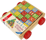 Wooden Alphabet Blocks, Best Wagon ABC Wooden Block Letters Come in a Pull Wagon for Easy Storage and Movement, Most Entertaining Wooden Toy for Toddlers, 30 Pieces Set.
