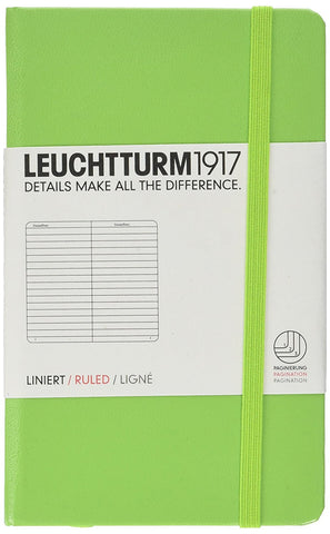 Leuchtturm 1917 Hardcover Pocket Size Notebook - Lined Sheets - Lime Green Color