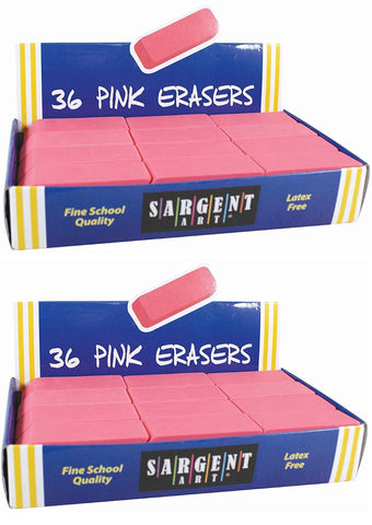 Sargent Art 36-1012 36 Count Eraser Best Buy Pack, Pink (2 pack, total 72)