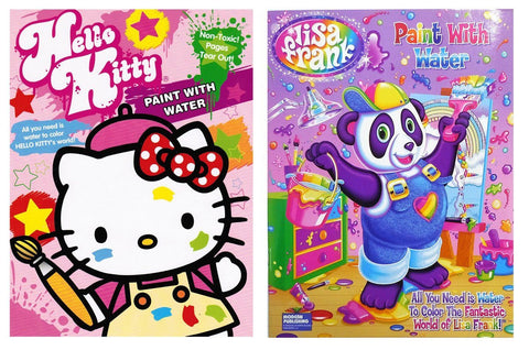 Lisa Frank and Hello Kitty Paint with Water Books, 16 Tear Out Pages (2 Books)