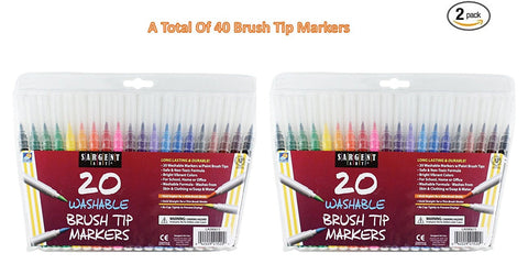 Sargent Art 22-1520 Washable Brush Tip Markers, 20 Count (2)