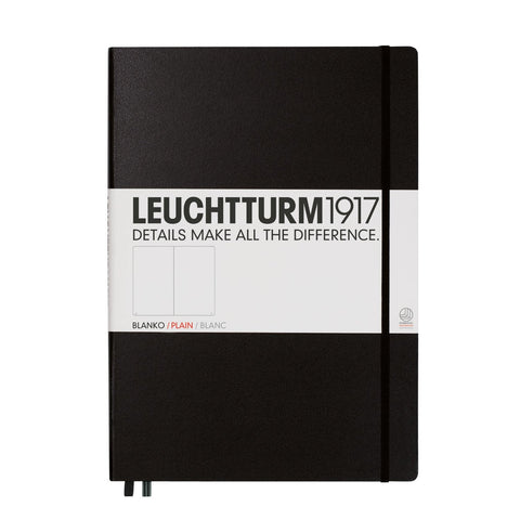 Leuchtturm1917 Hardcover Master Black Sketchbook - Large, Unlined A4+ for Art, Notes, Paint, Drawings, Math and more