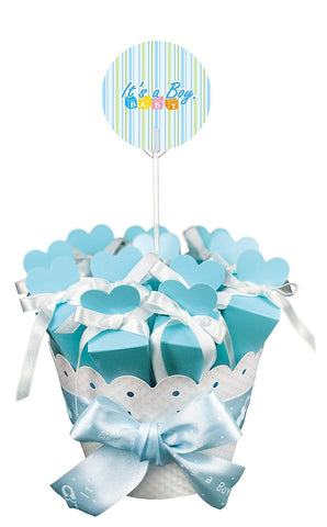 Bouquet of 12 Baby Favor Boxes; Baby Shower Centerpiece for Boy;