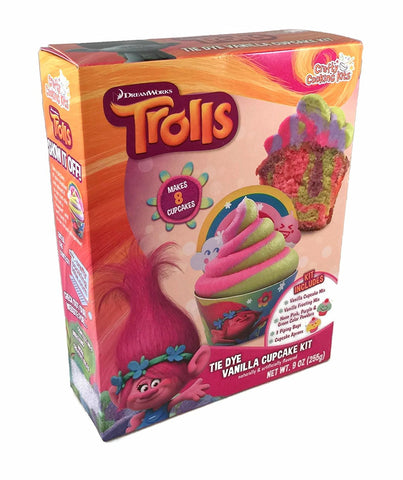 Crafty Cooking Kits DreamWorks Trolls Tie Dye Cupcake Kit, Vanilla, 9 Ounce