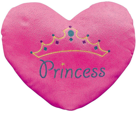 “Princess” Heart Pillow (with the Princess Embroiding) 13 1/2" X 11". Plush.