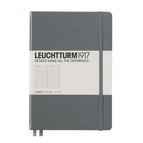 Leuchtturm 1917 Medium A5 Lined Notebook, Hardcover, Grey
