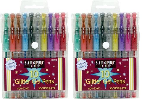 Sargent Art 22-1501 10-Count Glitter Gel Pens - 2 Pk