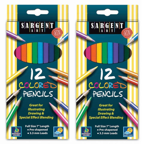 Sargent Art 22-7212 12-Count Assorted Colored Pencils - 2 Pack
