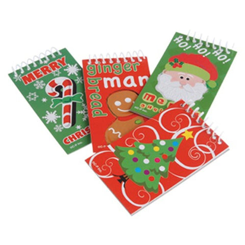 Lot Of 12 Assorted Christmas Theme Mini Spiral Notebook Memo Pads