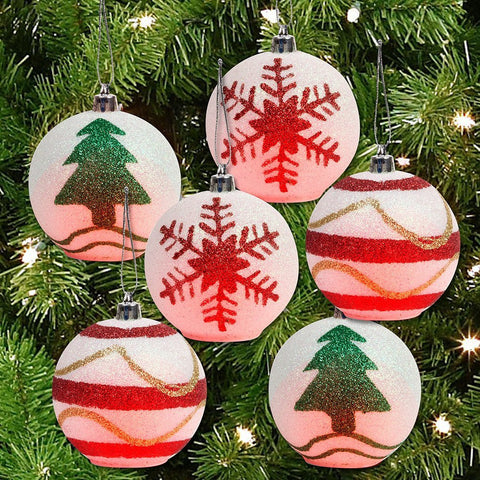 LED Light up Color Changing Glitter Christmas Ornaments- Set of Six by Gift Boutique