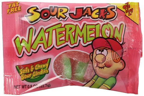 Sour Jacks Watermelon Soft and Chewy Sour Candies 0.8 Ounce Bags (Pack of 24)
