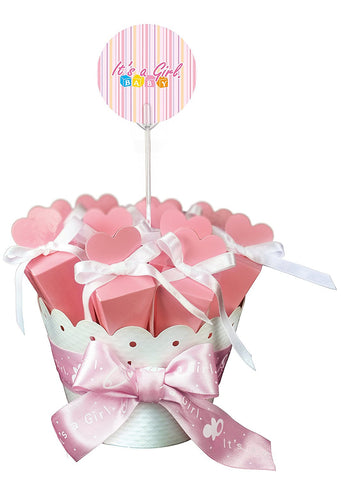 Bouquet of 12 Baby Favor Boxes; Baby Shower Centerpiece for Girl!