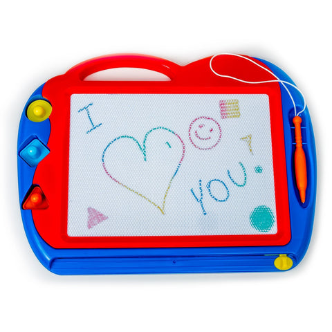 Magnetic Drawing Board Toy/Doodle Board for Kids, Best Children Writing Playing Scetch Pad, Includes Stylus Stamps and Knob Eraser, Made of Non-Toxic Materials, The Best Learning Toy for your Kids!!