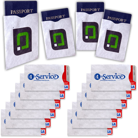 RFID Blocking Sleeves for Credit Cards & Passports - Identity Theft Protection - 4 Passport & 12 Credit Card Thin Holders - Number 1 in Service
