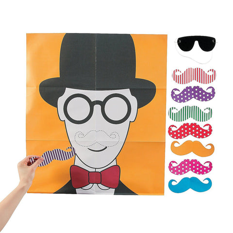 Pin the Flashy Stache Game - Mustache. Movember Party Games