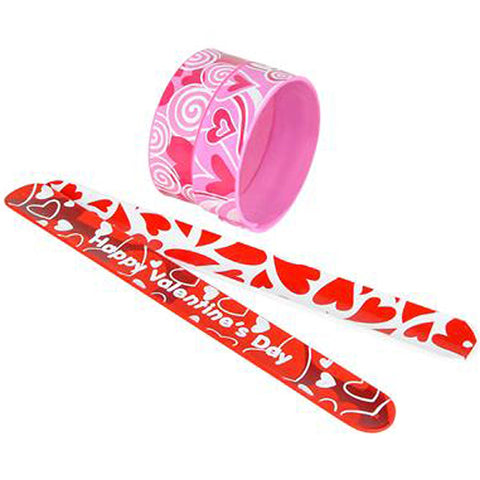 Valentine Day 9" Heart Slap Bracelets Party Supply Pack (12 per order)