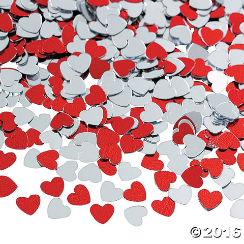 Metallic Foil Red and Silver Heart Confetti