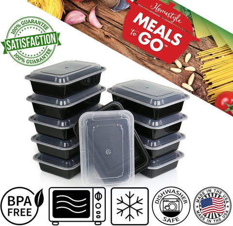 Meals-to-Go Lunch Box Containers with Lids - BPA Free Plastic