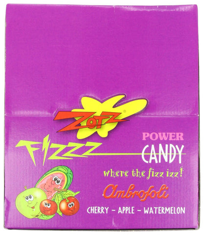 Zotz Fizz Power Candy, Cherry, Apple, and Watermelon Flavors (Pack of 48)
